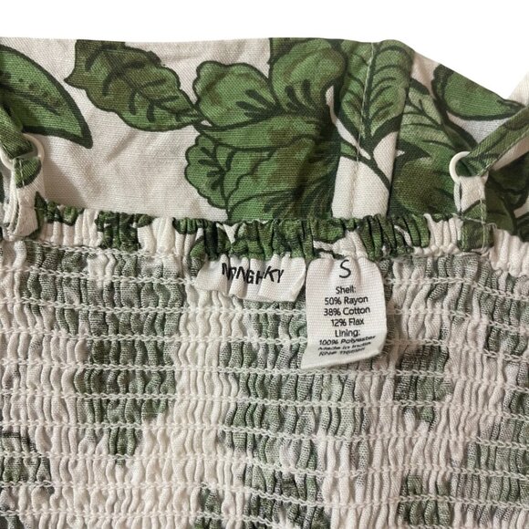 Midnight SKY. Short linen blouse size S. White and green printed. Made in India. - Picture 7 of 7